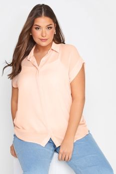 Camisa Rosa Pálido Manga Sisa, Mujer Curvy Y Tallas Grandes, Yours