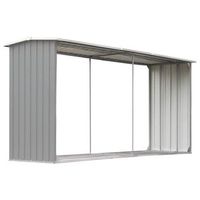 casetilla para lena acero galvanizado gris 330x92x153 cm vidaxl