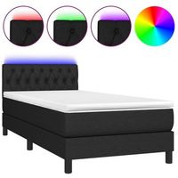 cama para adulto  cama individual  cama box spring colchon y luces led tela negro 100x200 cm