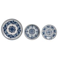 vajilla set 18 porcelana 27x27x2 etnica azul