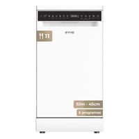 evvo lavavajillas slim d3y 45cm libre instalacion 11 cubiertos 6 programas panel tactil blanco