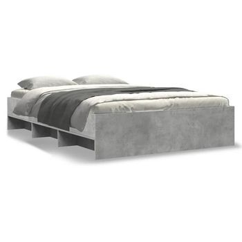 Cama De Matrimonio | Cama De Adulto | Estructura De Cama Madera De Ingeniería Gris Hormigón 120x190cm