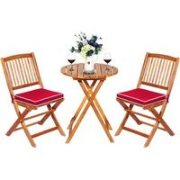 juego de mesa y 2 sillas para jardin mueble grupo de asiento de madera mesa costway 60 x 60 x 75 cm rojo