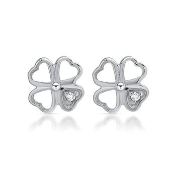 Pendientes de plata 925 con circonita en forma de hoja de trébol