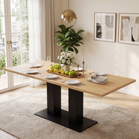 mesa de comedor extensible - mdf - para cocina o comedor - natural