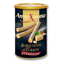 caja de 12 unidades de barquillos rellenos de turron 200g antiu xixona