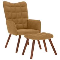 sillon de relax con reposapies terciopelo marron vidaxl