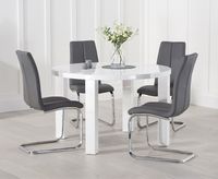 atlanta 120cm white high gloss round dining table with tarin chairs