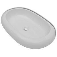 lavabo ovalado de ceramica blanco 63x42 cm vidaxl