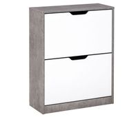 homcom zapatero estrecho 2 puertas abatibles zapatero entrada recibidor para 8 pares de zapatos para pasillo espacios reducidos 625x26x81 cm gris y blanco