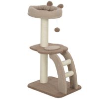 pawhut arbol para gatos altura 88 cm torre para gatos con nido plataformas bola colgante escalera y poste de sisal cafe
