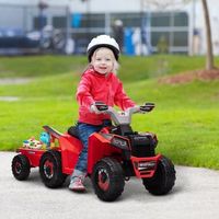 quad electrico para ninos de 18-36 meses con remolque rojo homcom
