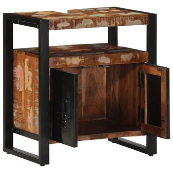 Mueble De Baño | Armario De Baño Para Lavabo Madera Maciza Reciclada 55x35x60 Cm