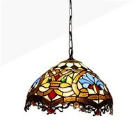 lampara colgante inspiracion tiffany con mosaico floral en cristal