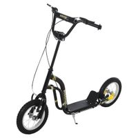 homcom patinete infantil ajustable con ruedas neumaticas y doble freno 2 ruedas 5 anos 120x58x95 cm negro   aosom espana