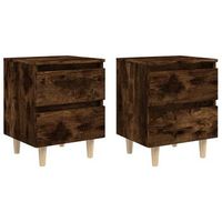 mesitas de noche 2 uds patas madera roble ahumado 40x35x50 cm vidaxl