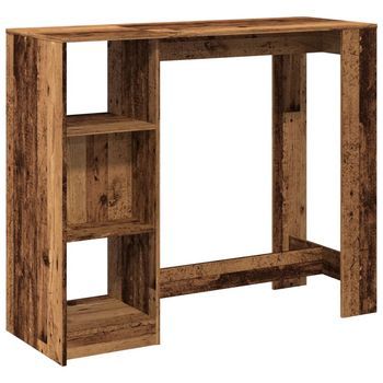 Mesa Bar Con Estante Madera Envejecida 124x46x103,5 Cm