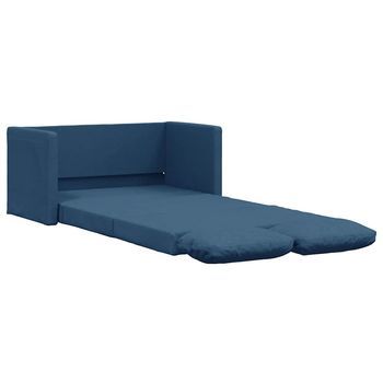 Sofá Cama | Sofá Convertible De Suelo 2 En 1 Tela Azul 112x174x55 Cm