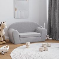 sofa cama de ninos 2 plazas  sofa de salon  sofa de descanso felpa suave gris claro cfw71806