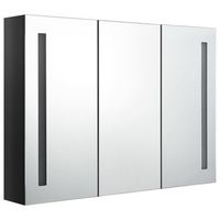 armario de bano  mueble de bano con espejo led negro brillante 89x14x62 cm