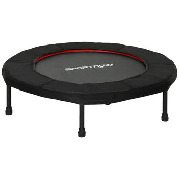 SPORTNOW Trampolín de Fitness Ø102 cm Cama Elástica Plegable con Marco de Acero Antideslizantes Carga 100 kg Rojo