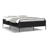 estructura de cama madera de ingenieria y metal negro 160x200cm vidaxl