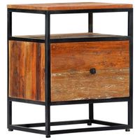 mesita de noche de madera maciza reciclada y acero 40x30x50 cm vidaxl