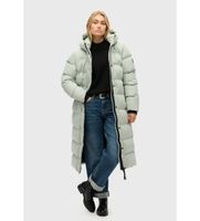 superdry para mujer w5011738a chaqueta acolchada larga de microfibra verde m casual poliester reciclado sostenible