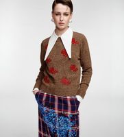 essentiel antwerp para mujer korine jersey bordado korine marron s beige casual lana