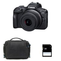 camara mirrorless canon eos r100 241mp 4k uhd bt wi-fi is stm 18-45mm  bolsa  sd