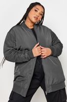 yours cazadora larga bomber gris mujer curvy y tallas grandes yours