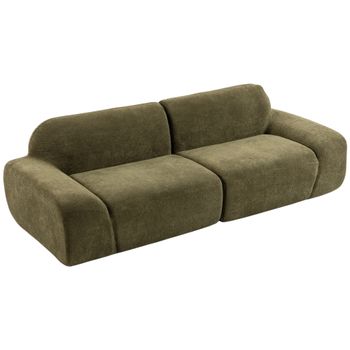 HOMCOM Sofá de 3 Plazas Redondeado sin Armazón con Amplia Superficie de Asiento Muy Acolchado sin Montaje Verde Oscuro   Aosom España