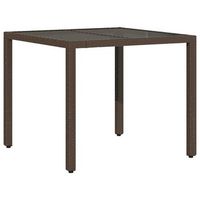mesa de jardin  mesa de exterior superficie de vidrio ratan pe marron 90x90x75 cm