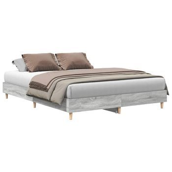 Estructura De Cama Sin Colchón Gris Sonoma 140x200 Cm Vidaxl