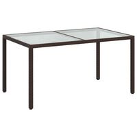 mesa jardin  mesa de exterior vidrio templado ratan sintetico 150x90x75 cm marron