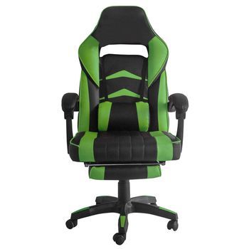 Silla De Oficina Negro - Verde Con Reposapiés
