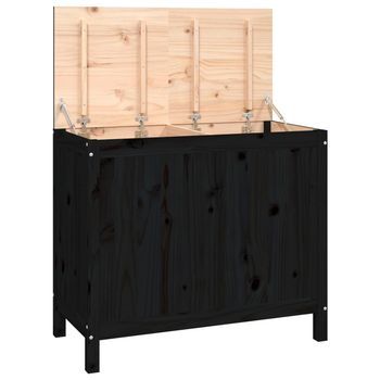 Caja De Almacenaje | Baúl Para La Colada Madera Maciza De Pino Negro 88,5x44x76 Cm
