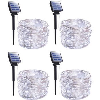 Cadena De Luces Solares Para Exteriores, Paquete De 4 Luces De Cadena De 72 Pies 800 Led Con Energía Solar Con 8 Modos De Luz, Decoración Impermeable,