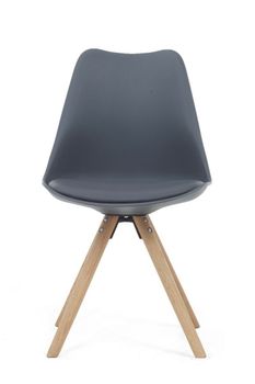 Ex-display Set of FOUR Oscar Dark Grey Faux Leather Round Leg Dining Chairs