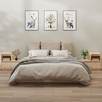 Mesitas De Noche (2 Uds) - Mueble Para Dormitorio - Madera De Pino - Natural (60x34x51cm)