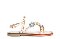 sandalias asimetricas de napa con accesorio beige 40
