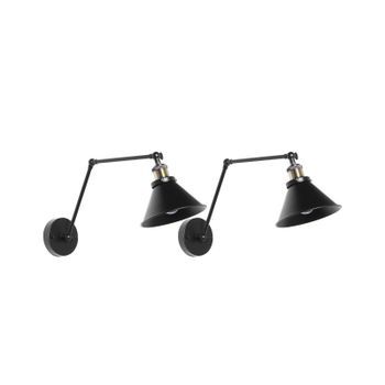 Conjunto De 2 Lámparas De Pared De Metal Negro Con Brazo Ajustable Estilo Industrial Narva