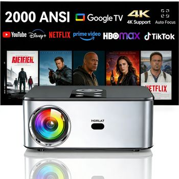Proyector HORLAT T03 40000 Lúmenes 4K Beamer Android TV Full HD 1080P 8K Video Audio Home Theater Enfoque Automático Keystone 5G WiFi Dual