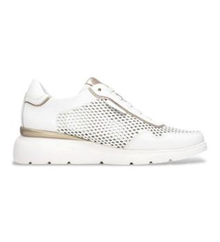 Carmela para mujer. 16321104-BLANCO Zapatillas de Piel 163211 blanco (40), Plano, Cordones, Casual