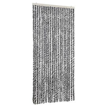 Cortina Antimoscas Chenilla Gris Negro Y Blanco 90x220 Cm Vidaxl