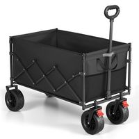 carro plegable de jardin con asa exterior capacidad 200 l tela oxford - negro
