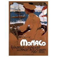 legendarte - cartel turistico vintage monaco - cuadro lienzo impresion digital cm 50x70