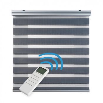 Estor Enrollable Motorizado Noche Y Día Automático Con Batería Estores Con Motor Y Mando Acabados Premium Gris 180 X 250cm