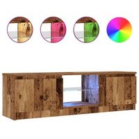 mueble tv  mueble de salon  gabinete de tv luces led madera ingenieria envejecida 120x30x36 cm