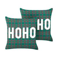 conjunto de 2 cojines de tela de poliester patron de tartan navideno 45 x 45 cm verde joycandy